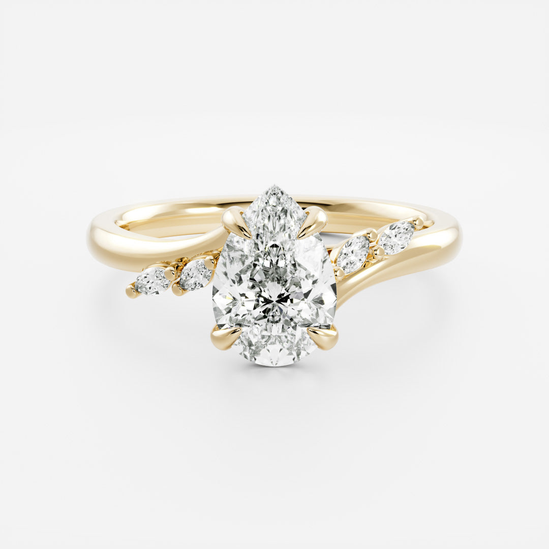 Marquise Cut Cluster Styled Lab Grown Diamond Engagement Ring
